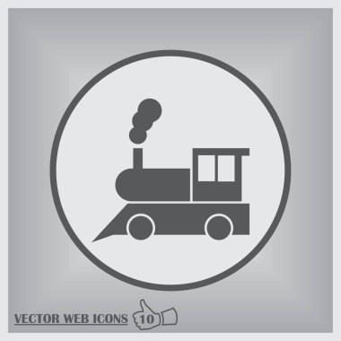 Tren simgesi: eski klasik buhar motoru lokomotif piktogram düz arka plan üzerinde.