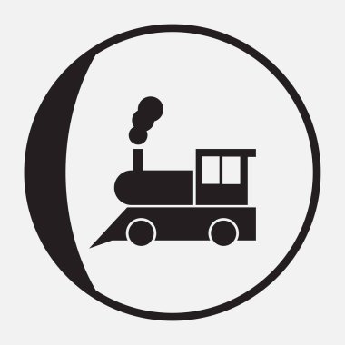 Tren simgesi: eski klasik buhar motoru lokomotif piktogram düz arka plan üzerinde.