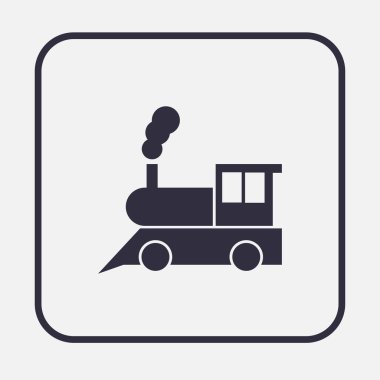 Tren simgesi: eski klasik buhar motoru lokomotif piktogram düz arka plan üzerinde.
