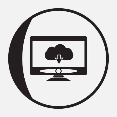 Eğri monitör görüntü bulut ve aşağı ok