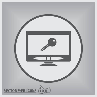 anahtar üstünde bir monitör simgesi düz örümcek ağı görüntülemek