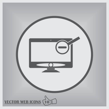 Bilgisayar monitörü büyüteç simgesini basit tarzı