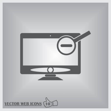 Bilgisayar monitörü büyüteç simgesini basit tarzı