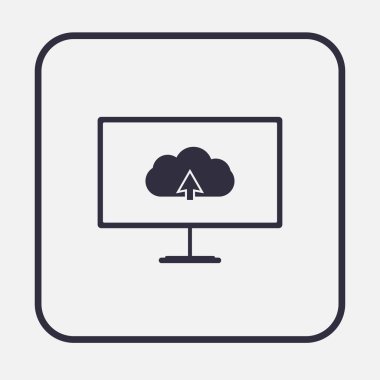 Eğri monitör görüntü bulut ve yukarı ok ile