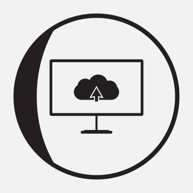 Eğri monitör görüntü bulut ve yukarı ok ile