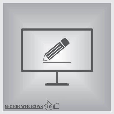 monitör simgesini üstünde kalem. düz tasarım