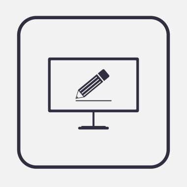 monitör simgesini üstünde kalem. düz tasarım