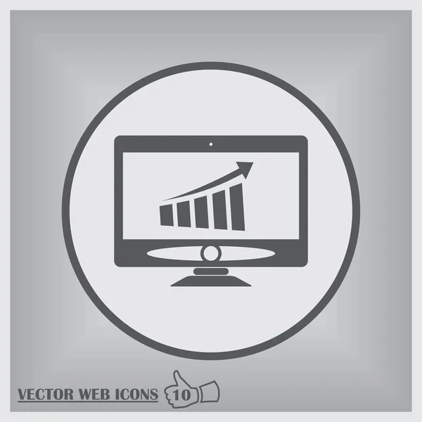 Monitor vetorial com gráfico de negócios no ícone de tela — Vetor de Stock