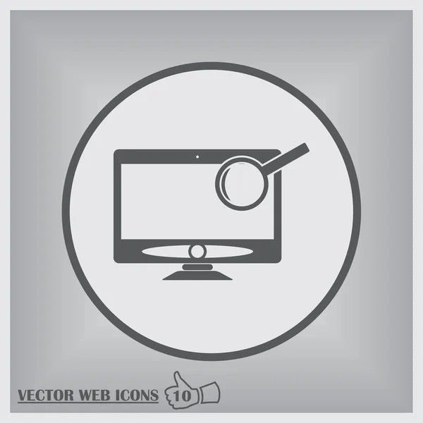 Monitor de computadora icono de lupa en estilo simple — Vector de stock