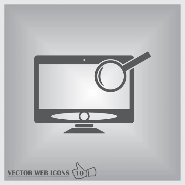 Computer monitor lente d'ingrandimento icona in stile semplice — Vettoriale Stock