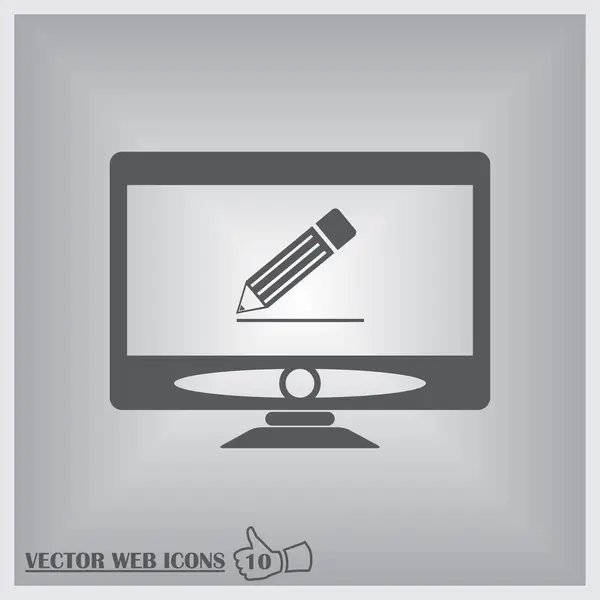Monitor und Bleistift. Vektorsymbol. — Stockvektor