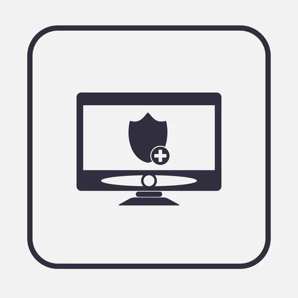 Symbool van het pictogram van de beveiliging van de Computer van de Cyber Security. — Stockvector