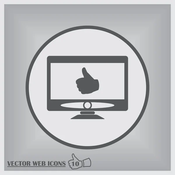 Personal computer with a thumb up hand — Stock Vector