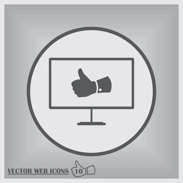 Ícone do monitor vetorial. ícone polegar — Vetor de Stock