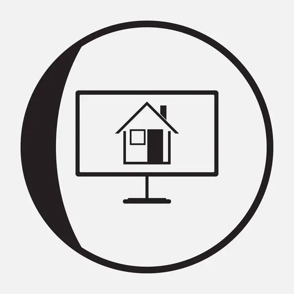 Monitor con icona dell'immagine della casa. design piatto — Vettoriale Stock