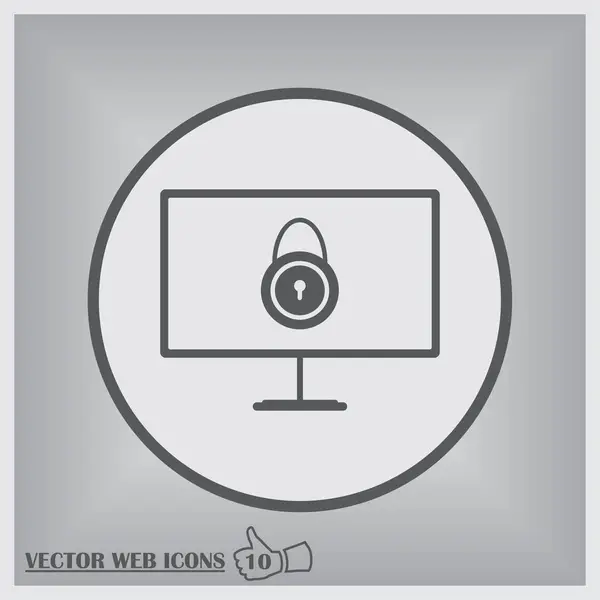 Computer mit Schloss-Symbol. Identifikation und Schutz simbol. — Stockvektor