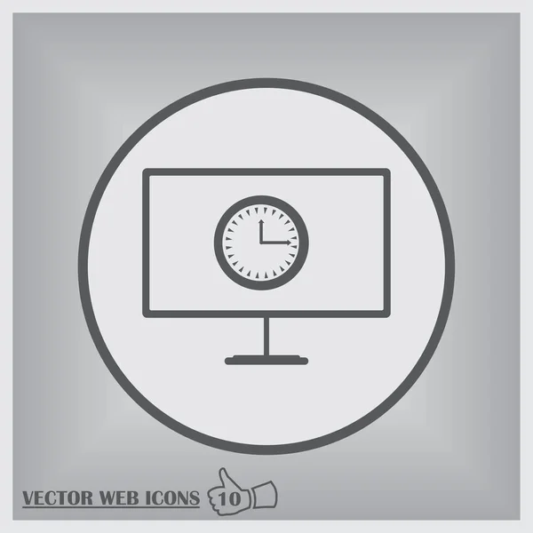 Monitor de computador com relógio — Vetor de Stock