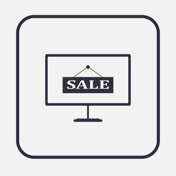 Sale sign in monitor icon — Stock Vector