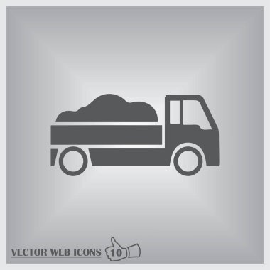 Beyaz arkaplanda teslimat kamyonu simgesi. Vektör illüstrasyonu.