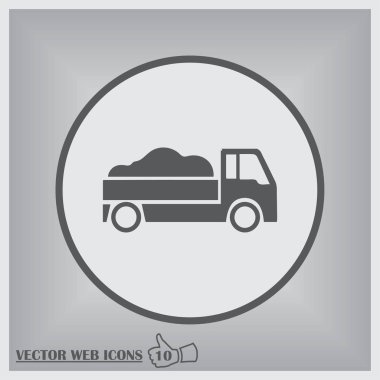 Beyaz arkaplanda teslimat kamyonu simgesi. Vektör illüstrasyonu.