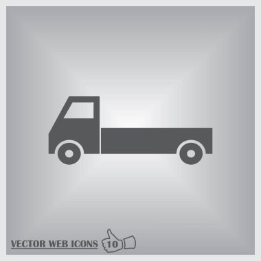 Beyaz arkaplanda teslimat kamyonu simgesi. Vektör illüstrasyonu.