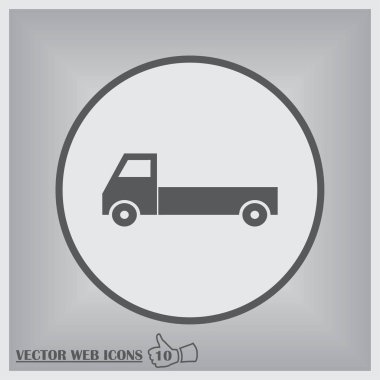 Beyaz arkaplanda teslimat kamyonu simgesi. Vektör illüstrasyonu.