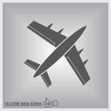 Uçak simge vektör, katı logo illüstrasyon