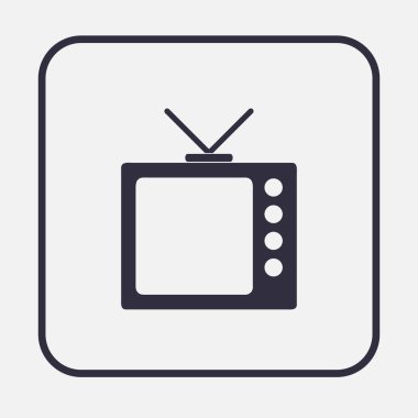 Gri arkaplanda izole edilmiş düz moda Tv Simgesi.