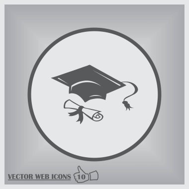 Mezuniyet kep ve diploma web simgesi. vektör çizim