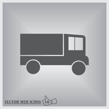 Beyaz arkaplanda teslimat kamyonu simgesi. Vektör illüstrasyonu.