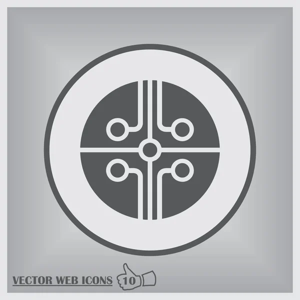Chip de ordenador vector icono plano . — Vector de stock