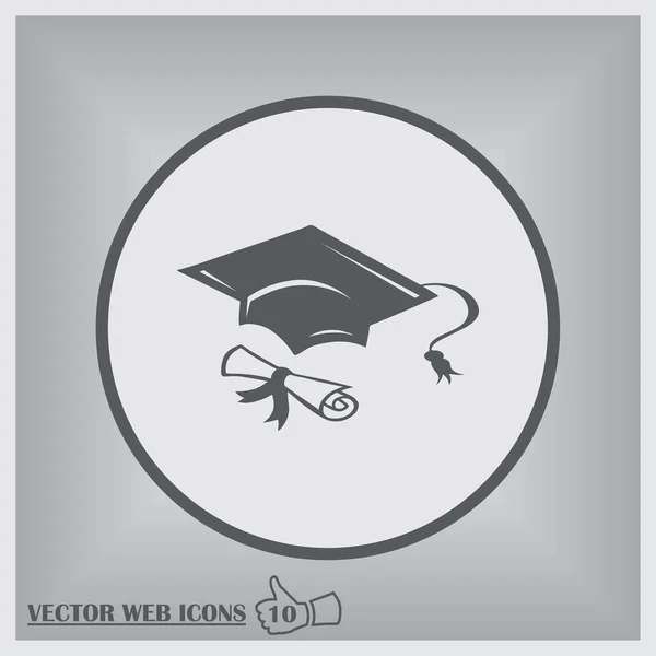 Tapa de graduación y diploma icono web. ilustración vectorial — Vector de stock