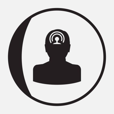 Adam web vektör simgesi. WiFi işareti baş