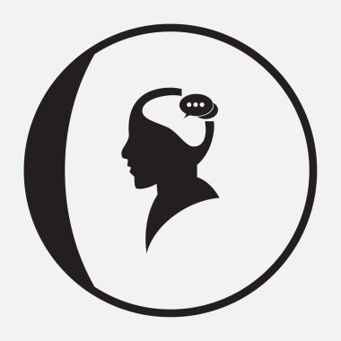 Ekibimizi insan kafası ve sohbet. vektör simgesi