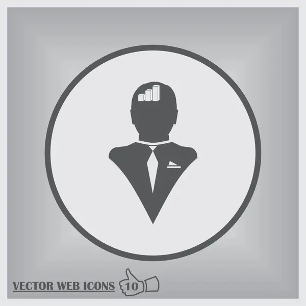 Man web vector icon. chart in head — Stock Vector