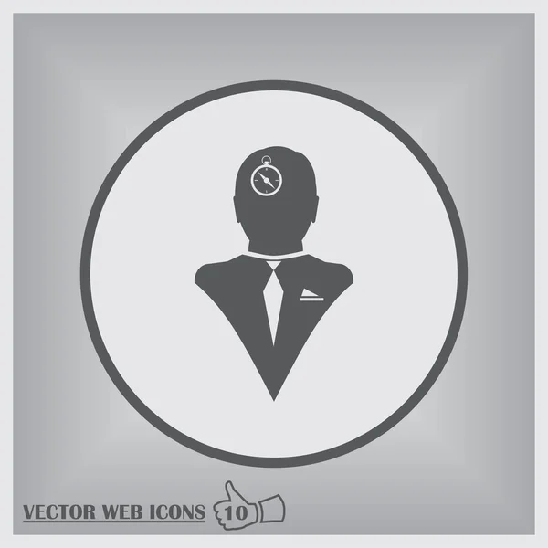 Ícone de vetor web homem. bússola na cabeça —  Vetores de Stock