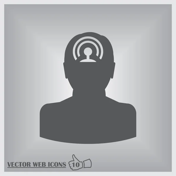 Man web vector icon. wifi sign in head — Stock Vector