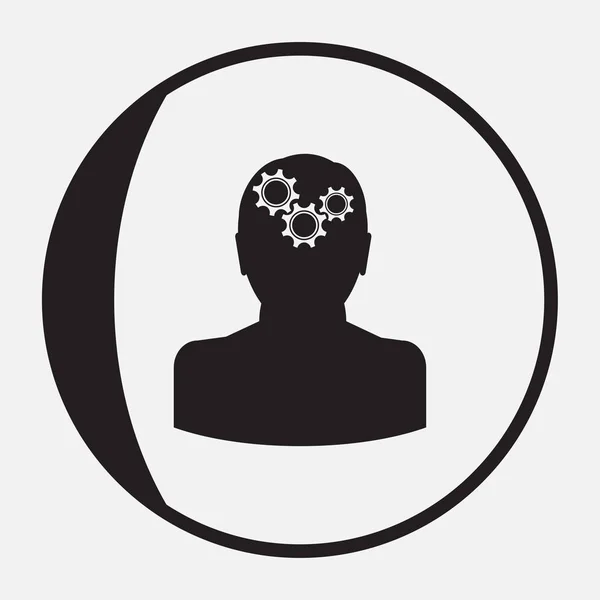 Gear in human head icon — Stock Vector