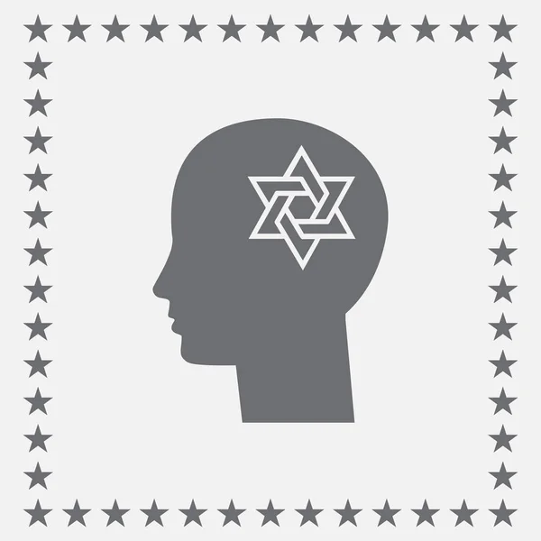 Мыслящая голова, изображающая Магена Давида, религиозного человека, еврея или израильтянина — стоковый вектор