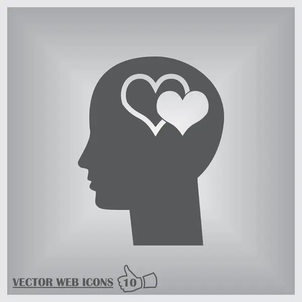 Человеческая голова в любви концептуальный пиктограф с символом сердца — стоковый вектор