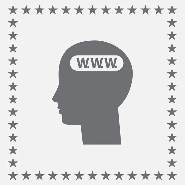 Ilustración de un icono cerebral aislado con el texto WWW — Archivo Imágenes Vectoriales