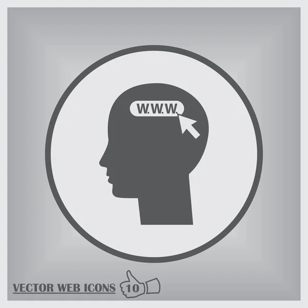 Ilustração de um ícone cerebral isolado com o texto WWW —  Vetores de Stock