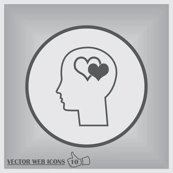 Человеческая голова в любви концептуальный пиктограф с символом сердца — стоковый вектор