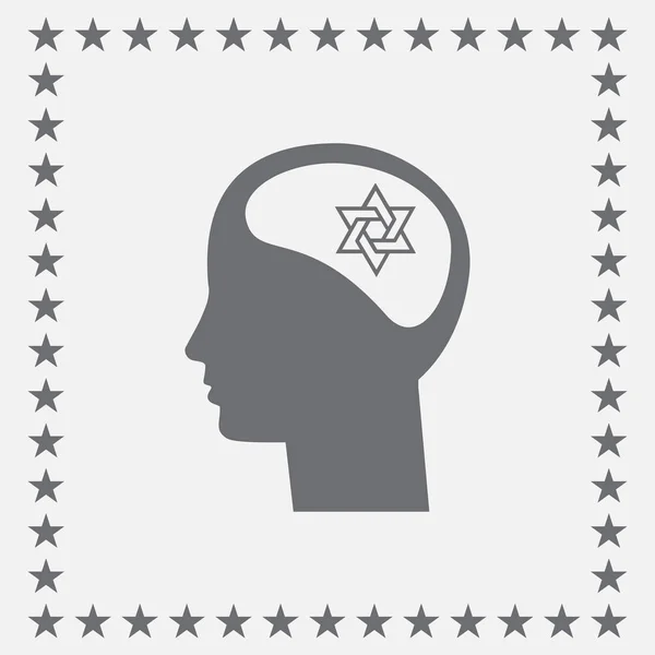 Thinking Head depicting Magen David, Religious Person, jew or israel — Stock Vector