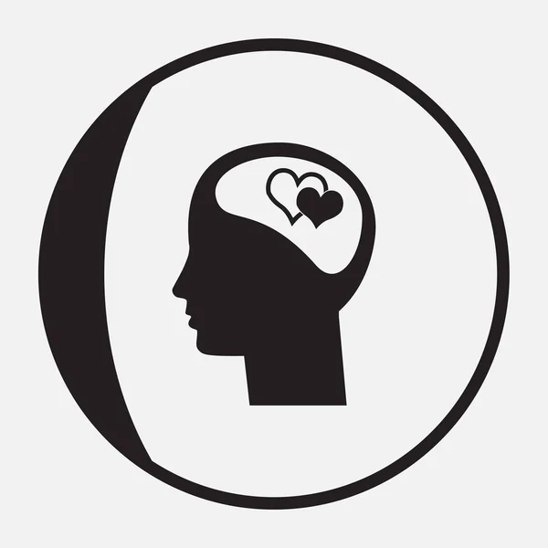 Tête humaine dans l'amour pictogramme conceptuel avec symbole de coeur — Image vectorielle