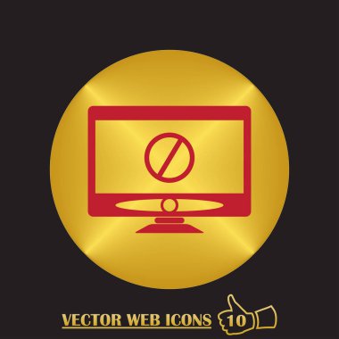 Kes şunu yoksa işareti yasak. LCD tv simgesi. Monitör oturum açtı. Geniş ekran görüntü simgesi. Yasağı kırmızı sembolü. Vektör