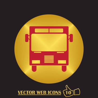 Otobüs simgesi, vektör illüstrasyonu. Düz tasarım biçimi