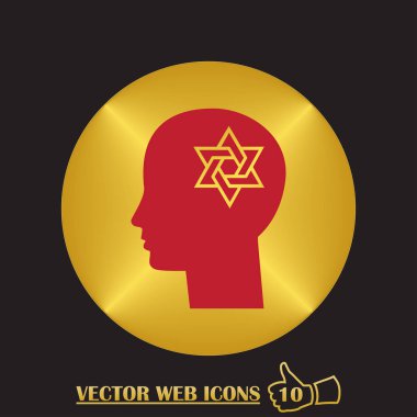 adam başı david yıldız simgesi ile. düz tasarım stili