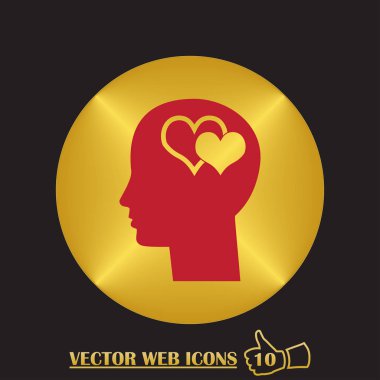 adam başı kalp simgesi ile. düz tasarım stili