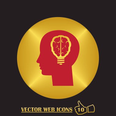 adam baş simgesi. düz tasarım stili. ışık beyin